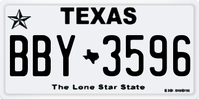 TX license plate BBY3596