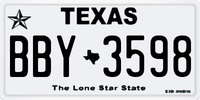 TX license plate BBY3598