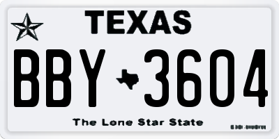 TX license plate BBY3604