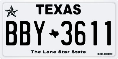 TX license plate BBY3611