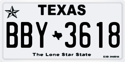 TX license plate BBY3618