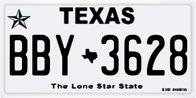TX license plate BBY3628