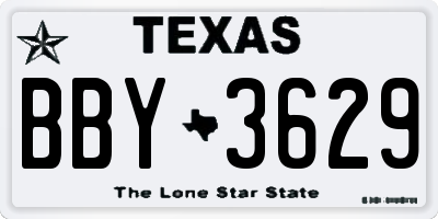 TX license plate BBY3629