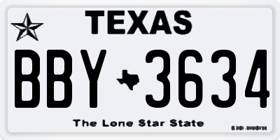 TX license plate BBY3634