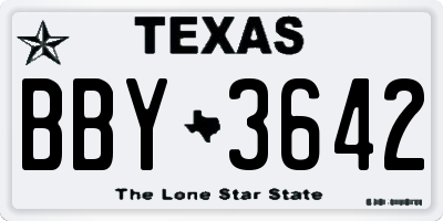 TX license plate BBY3642