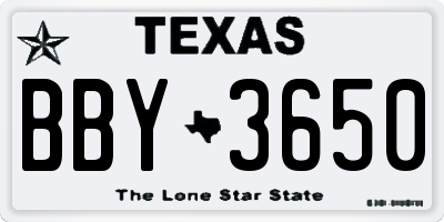 TX license plate BBY3650