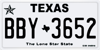 TX license plate BBY3652