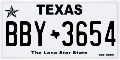 TX license plate BBY3654
