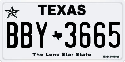 TX license plate BBY3665