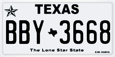 TX license plate BBY3668