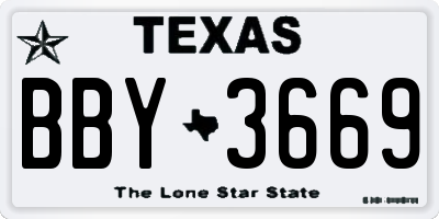 TX license plate BBY3669