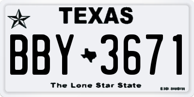 TX license plate BBY3671