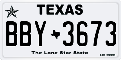 TX license plate BBY3673