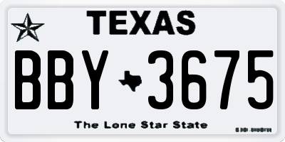 TX license plate BBY3675