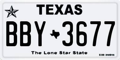 TX license plate BBY3677