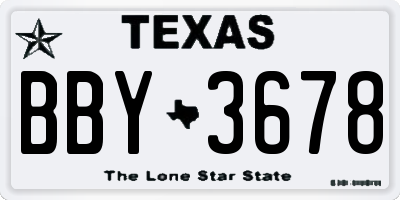 TX license plate BBY3678