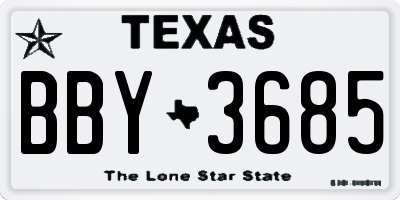 TX license plate BBY3685
