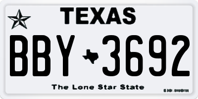 TX license plate BBY3692