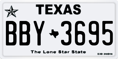TX license plate BBY3695