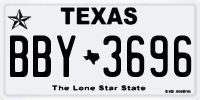 TX license plate BBY3696