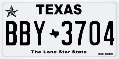 TX license plate BBY3704