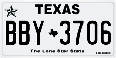 TX license plate BBY3706
