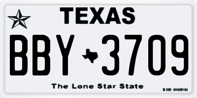 TX license plate BBY3709