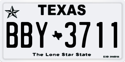 TX license plate BBY3711