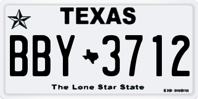TX license plate BBY3712