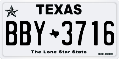 TX license plate BBY3716