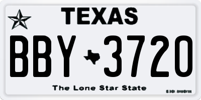 TX license plate BBY3720