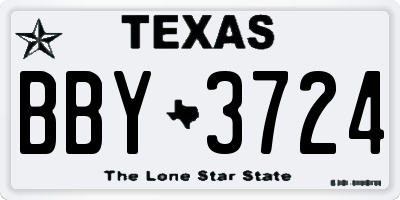 TX license plate BBY3724