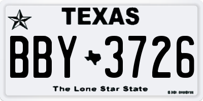 TX license plate BBY3726