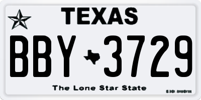 TX license plate BBY3729
