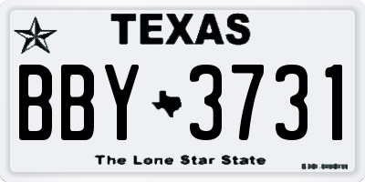 TX license plate BBY3731