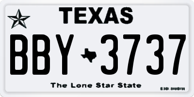 TX license plate BBY3737