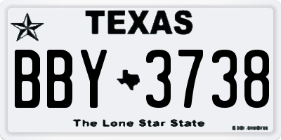 TX license plate BBY3738