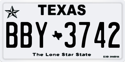 TX license plate BBY3742