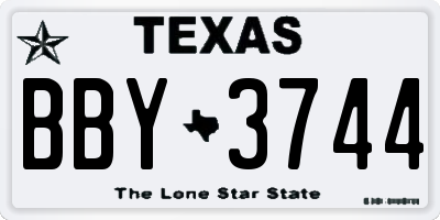 TX license plate BBY3744