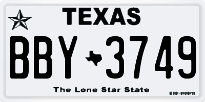 TX license plate BBY3749