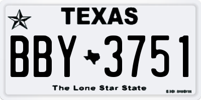 TX license plate BBY3751