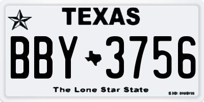 TX license plate BBY3756