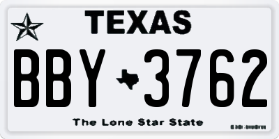 TX license plate BBY3762