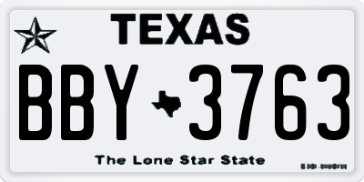 TX license plate BBY3763