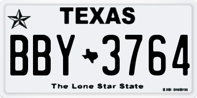 TX license plate BBY3764