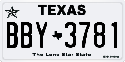 TX license plate BBY3781