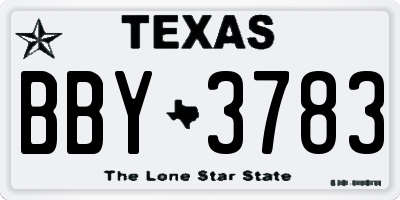 TX license plate BBY3783