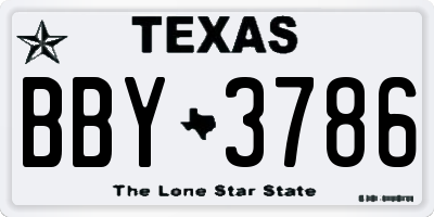 TX license plate BBY3786
