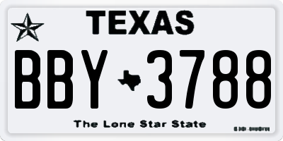 TX license plate BBY3788