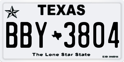 TX license plate BBY3804